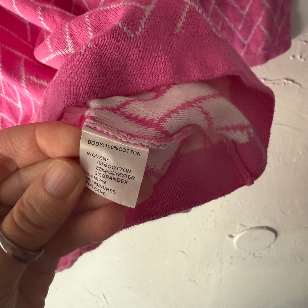 Notations Pink Wh Argyle Knit Collared Sweater To… - image 7